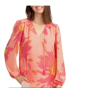 Trina Turk Watson Floral Print Tassel-tie Top In Multi